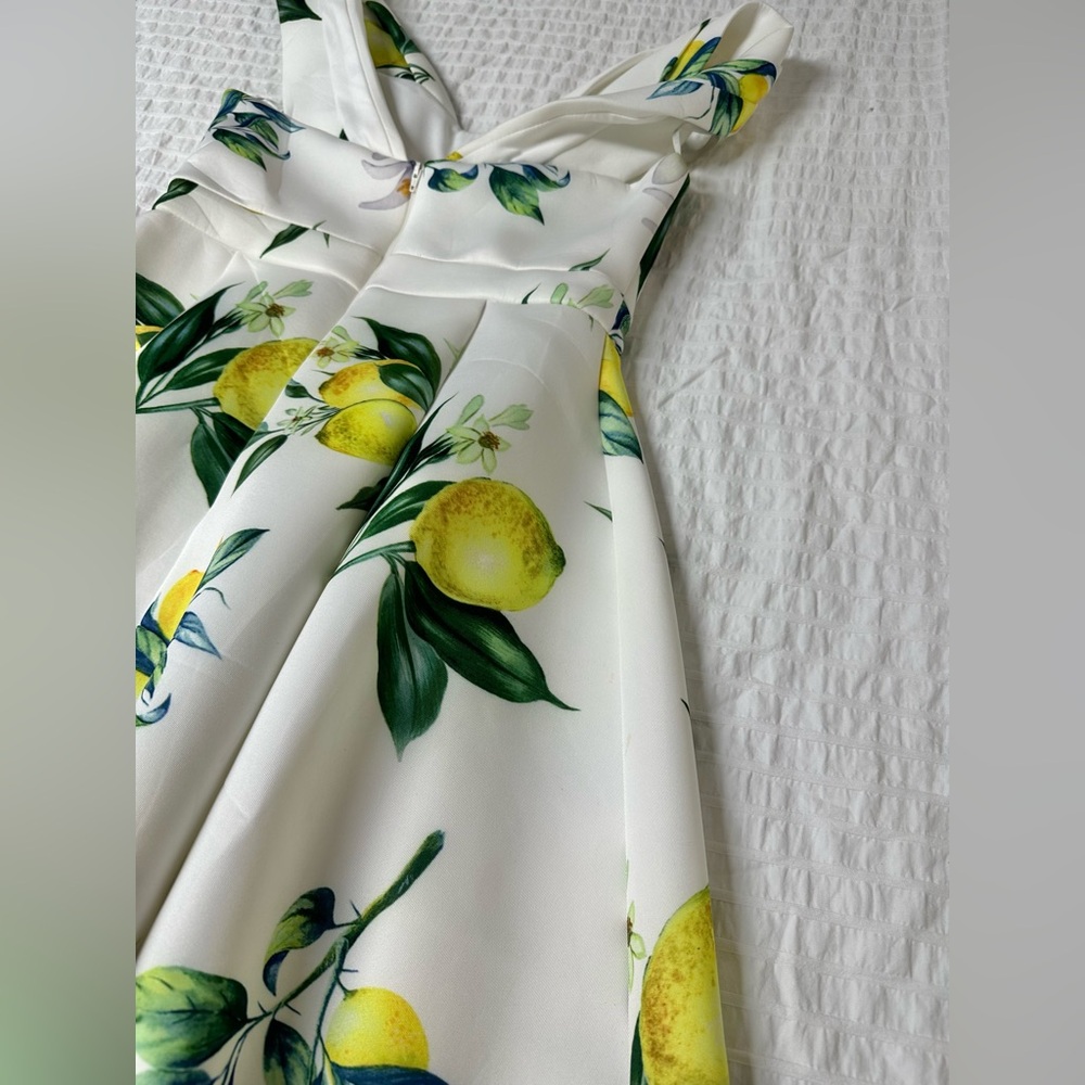 Off shoulder high low lemon dress